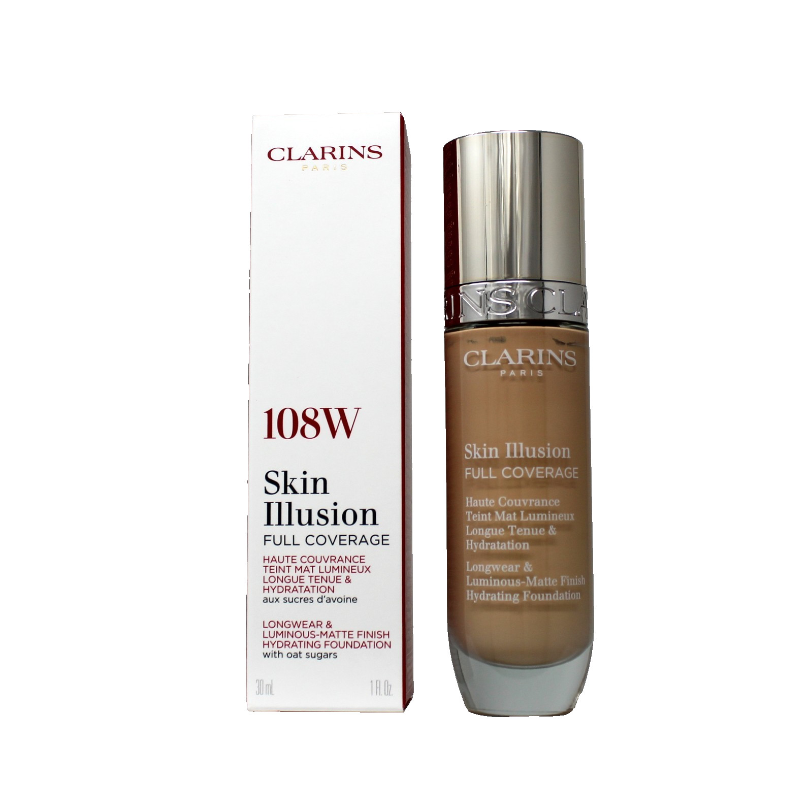 CLARINS SKIN ILLUSION FULL COVERAGE WITH OAT SUGARS 30 ML/1 FL.OZ. #108W