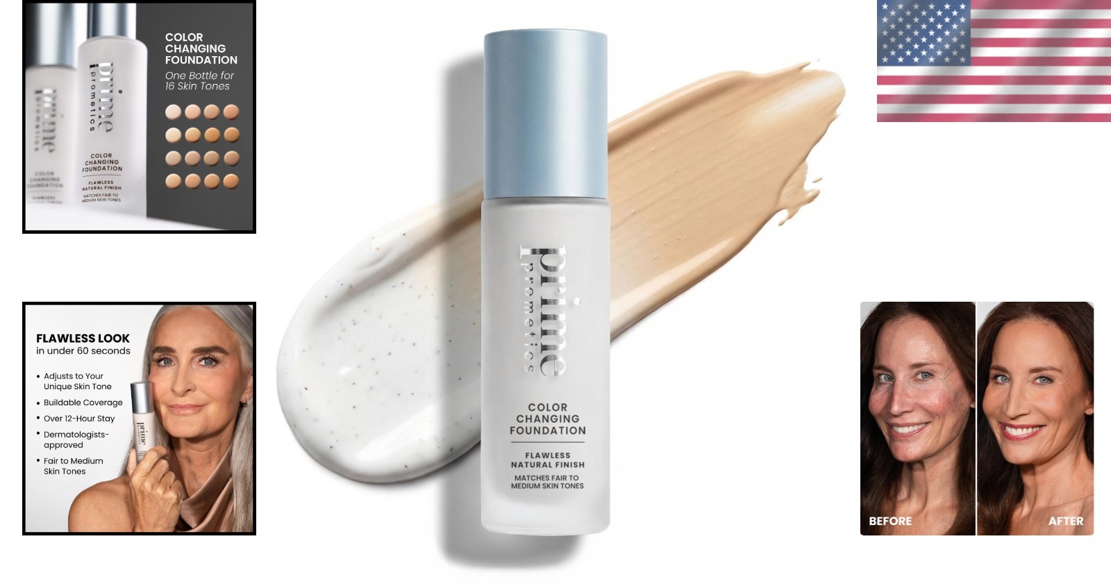 Transformative Color Changing Foundation for Mature Skin – 12-Hour Dewy Finish