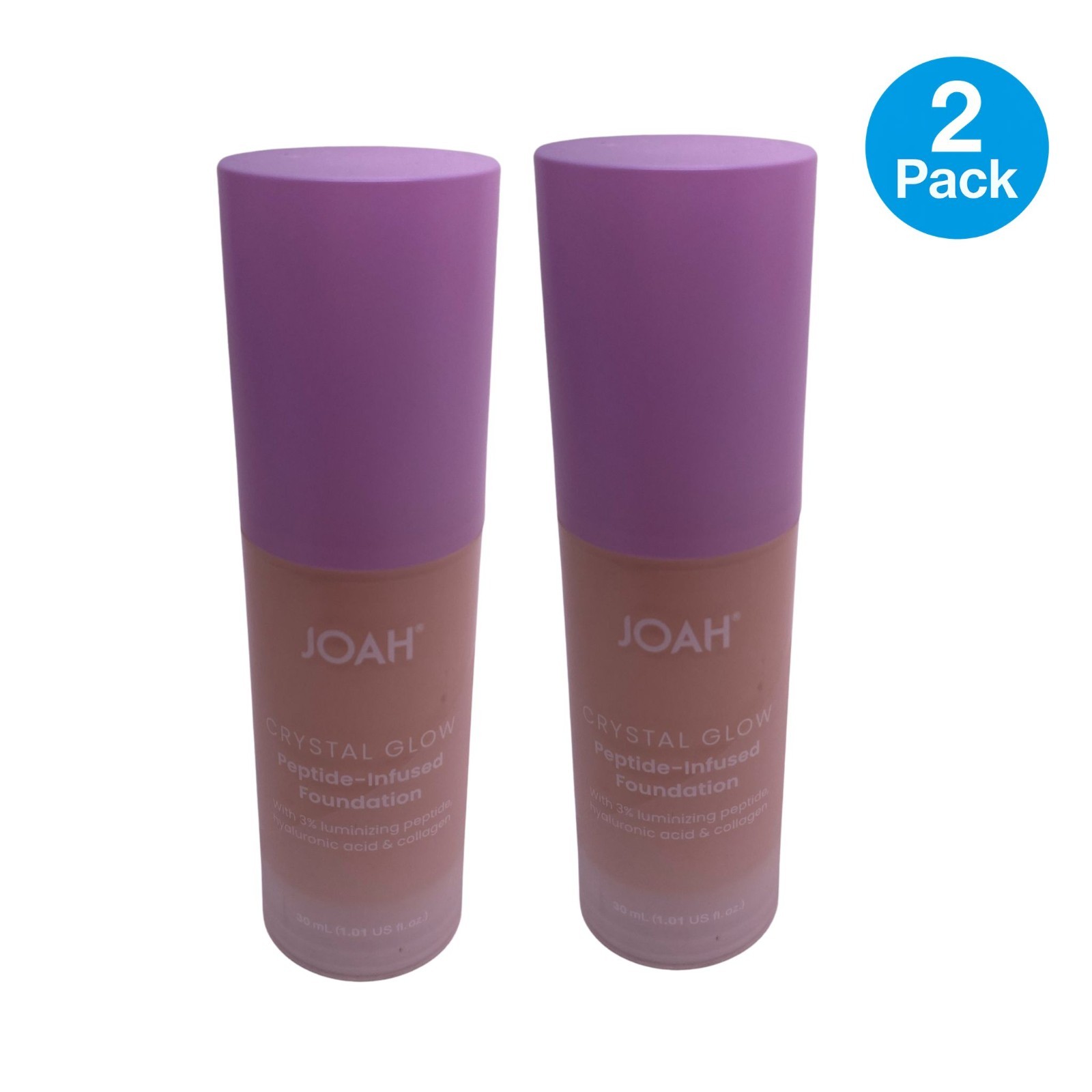 JOAH Crystal Glow Peptide Foundation FN030 1.01oz 2 Pack New