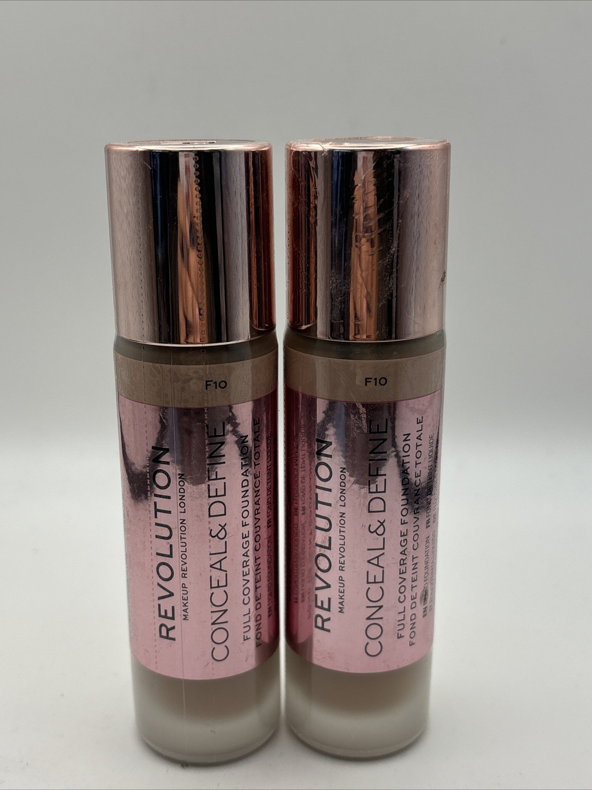 2 pack Revolution F10 Conceal/Define Full Coverage Foundation. 0.8 fl oz.
