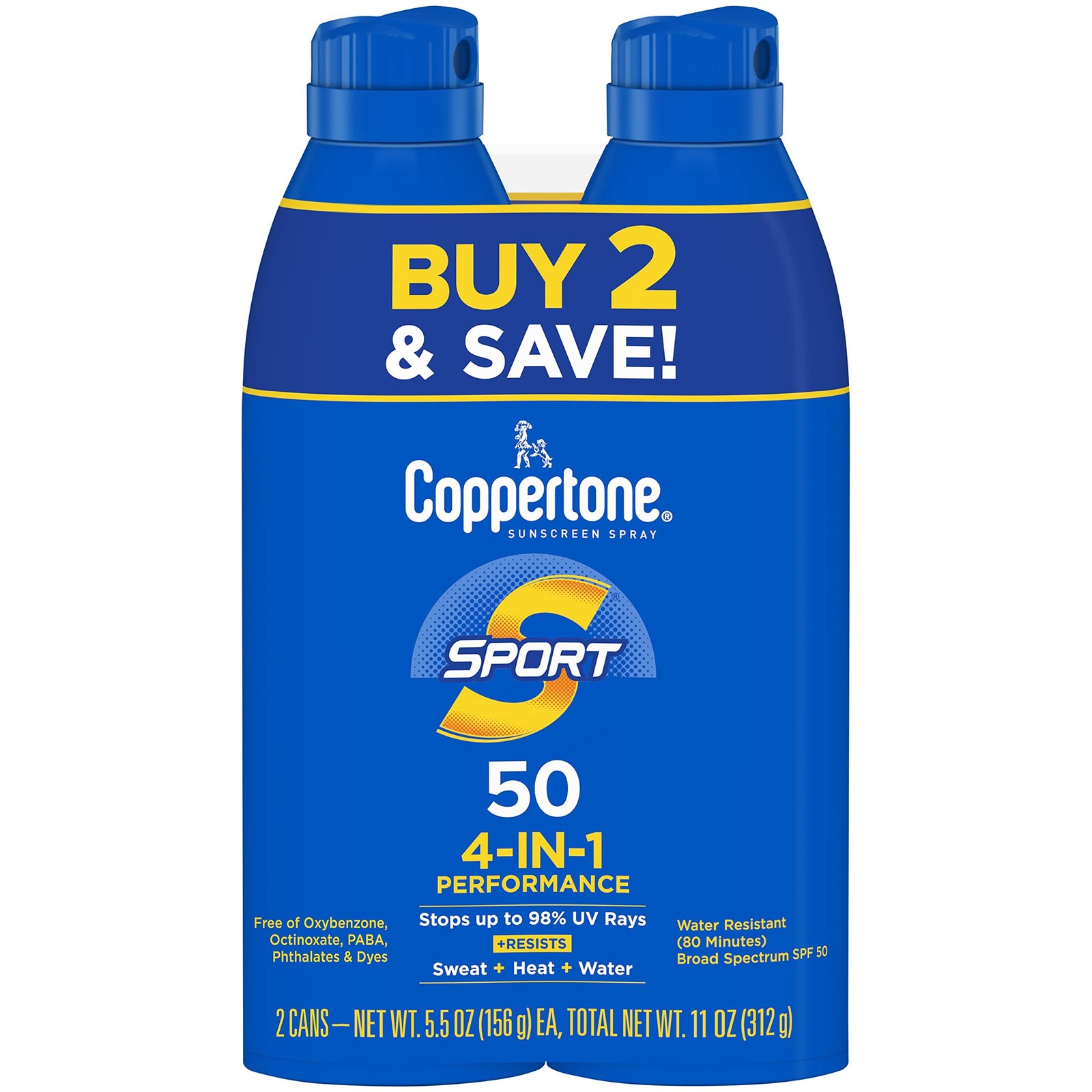 Coppertone SPORT 50 Sun Protection Factor (SPF) 5.5 Ounce (Pack of 2)