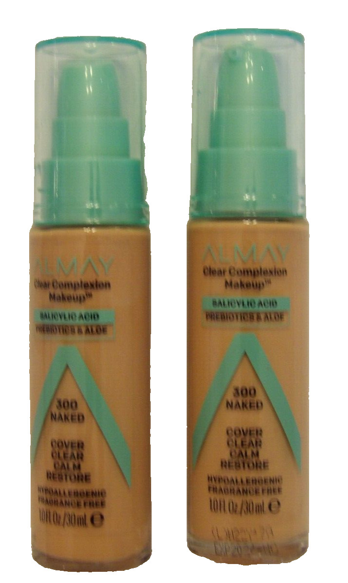 2 Pack Almay Clear Complexion Makeup Salicylic Acid Probiotics & Aloe 300 Naked