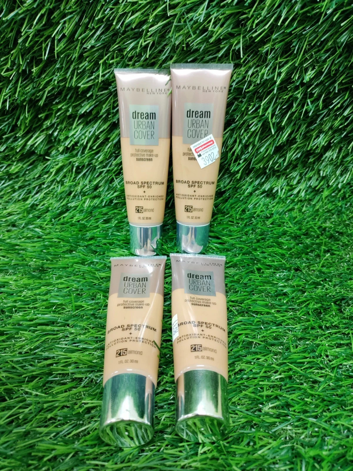 Lot of 4 Maybelline Dream Urban Cover Full Coverage Foundation 215 Almond, 1 oz