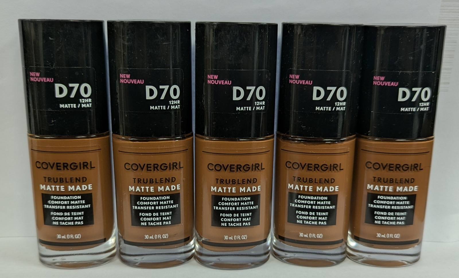 LOT OF 5 – COVERGIRL TRUBLEND MATTE MADE FOUNDATION D70 CAPPUCCINO 1fl oz Each