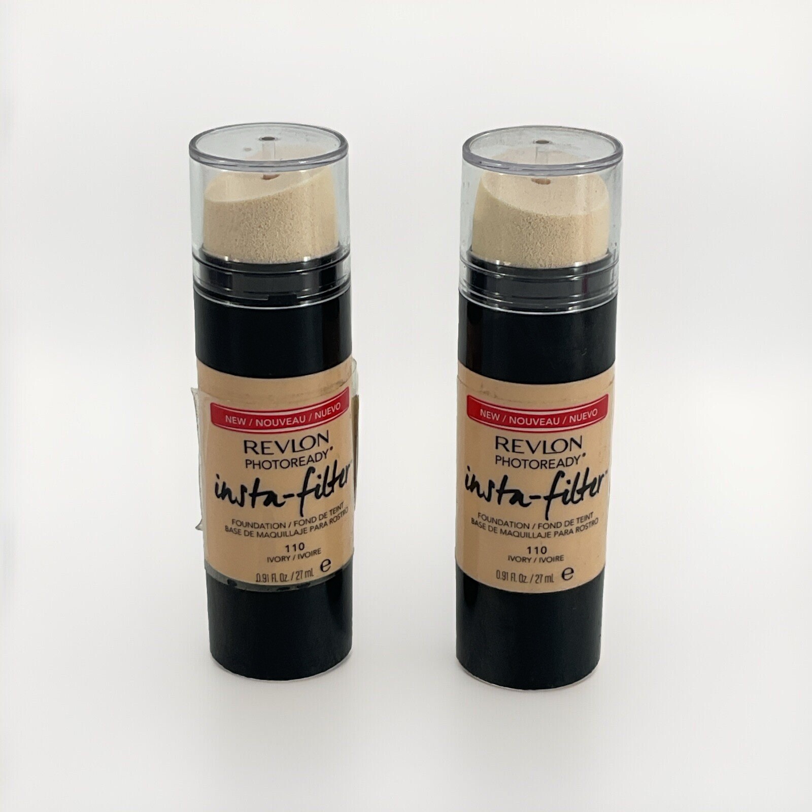 2 PACK Revlon PhotoReady Insta-Filter Foundation 110 Ivory Shade 0.91 fl oz x2