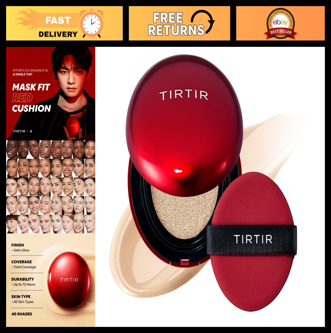 Full Coverage Red Cushion Foundation – Weightless, Satin Glow, Buildable BB Make