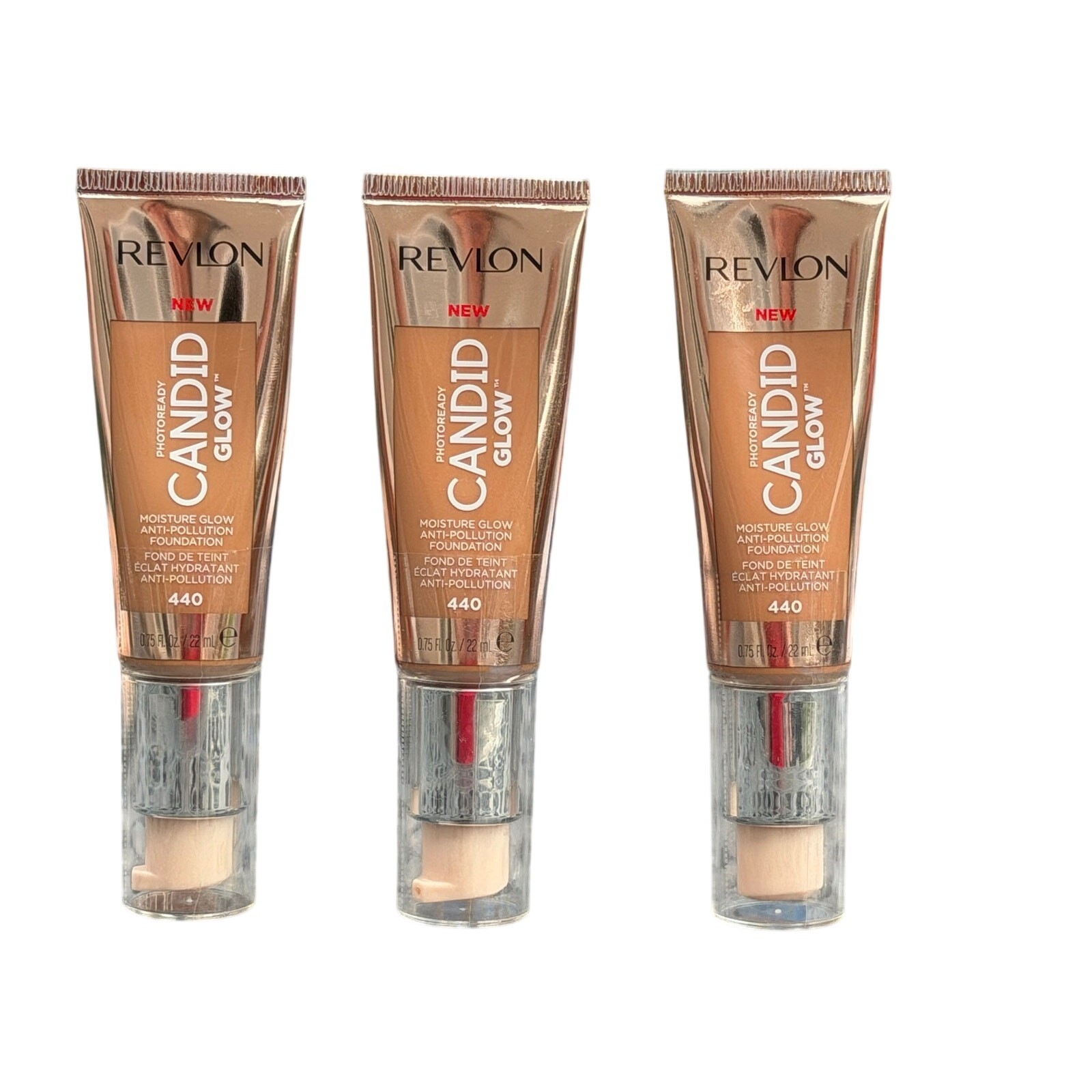 Revlon Foundation PhotoReady Candid Moisture Glow 440 Caramel 0.75 fl oz pk of 3
