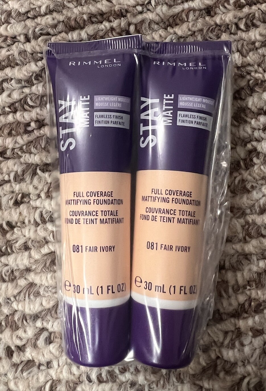 2 New Rimmel London Stay Matte Liquid Mousse Foundation, 1 Fl Oz- Fair Ivory 081