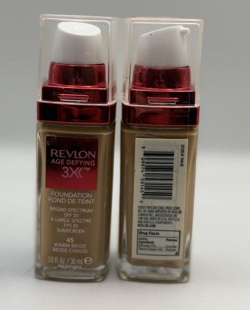✅ 2 Pack- REVLON AGE DEFYING FIRMING & LIFTING MAKEUP #45 Warm Beige