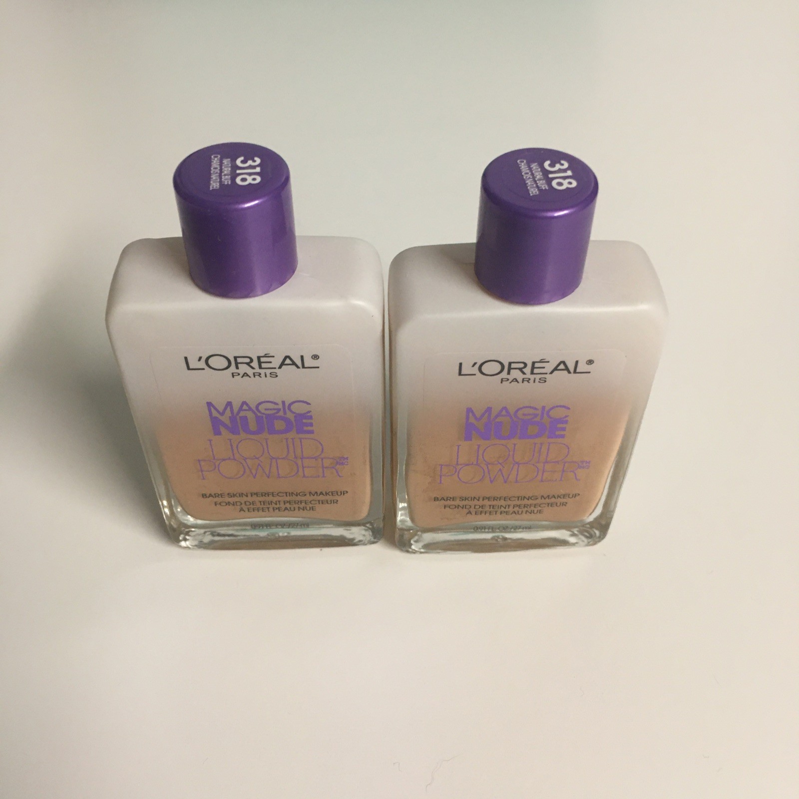 2 bottle lot LOREAL MAGIC NUDE LIQUID POWDER PERFECTING MAKEUP 318 NATURAL BUFF