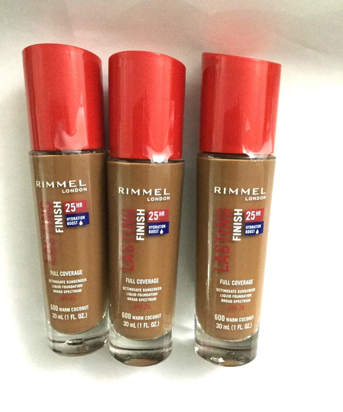 LOT OF 3 Rimmel London Lasting Finish Full Coverage -600 WARM COCONUT/NEW