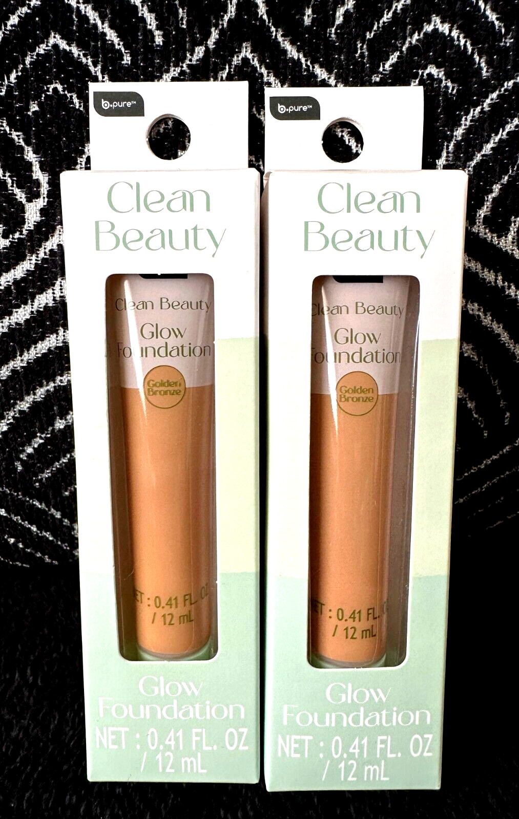 2pk B PURE CLEAN BEAUTY GLOW GOLDEN BRONZE NIACINAMIDE ALOE FOUNDATION CONCEALER