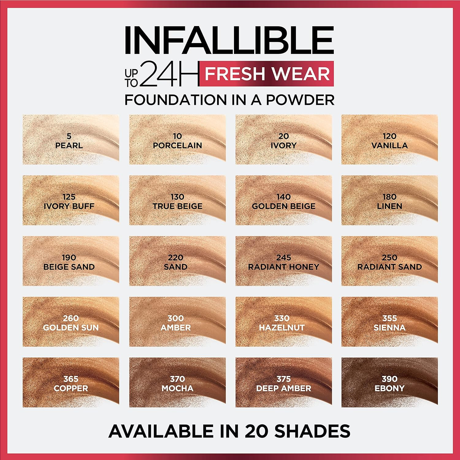 L’Oreal Paris Makeup Infallible Fresh Wear Foundation in a Powder, up to 24H Wea