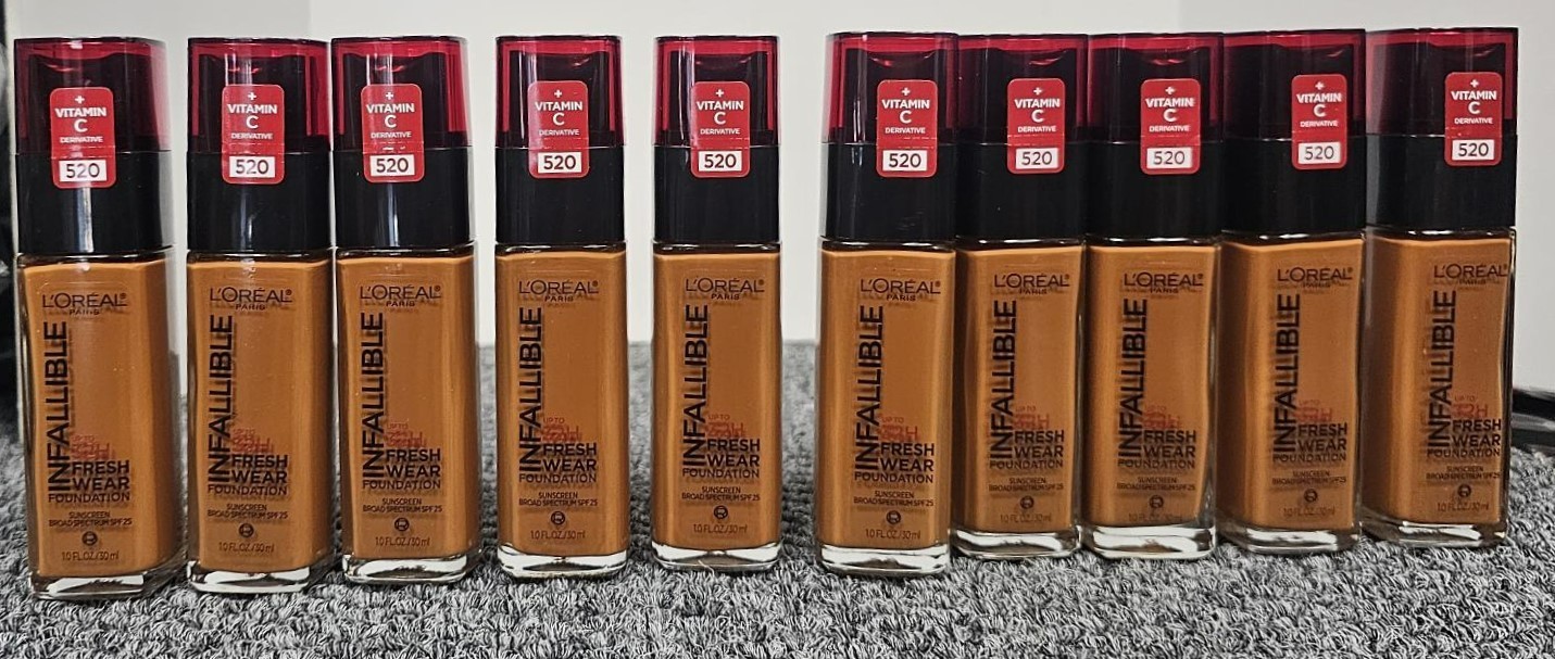 10X L’OREAL Infallible 24Hr Fresh Wear Foundation 520 Sienna w/ sunscreen spf 25