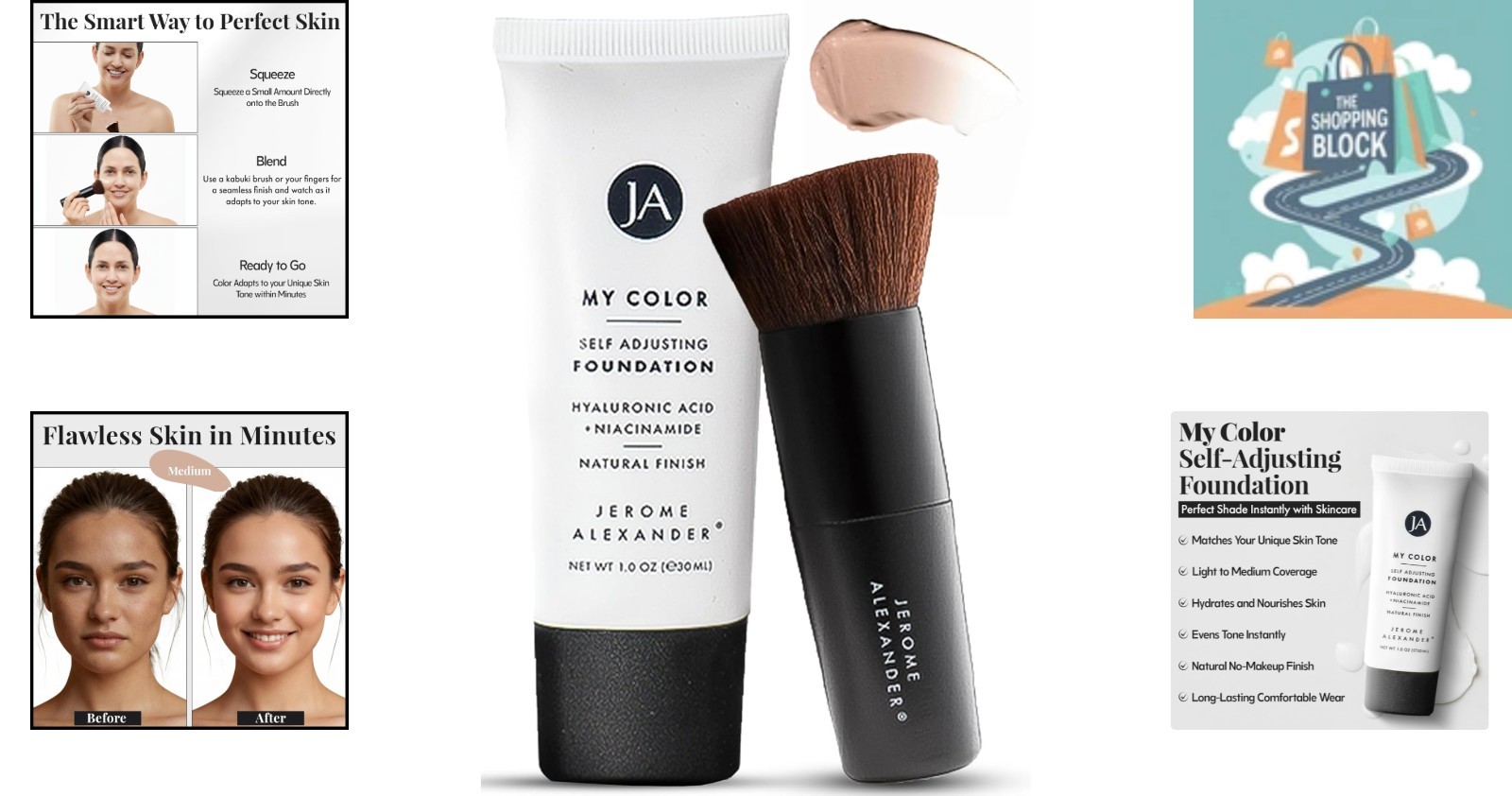 Self-Adjusting Hydrating Foundation with Kabuki Brush, Medium