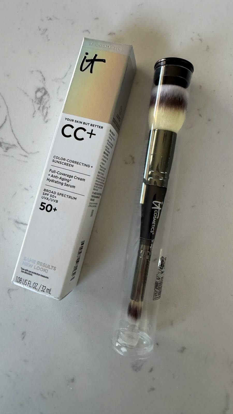it Cosmetics CC+ CREAM FULL-COVERAGE FOUNDATION WITH SPF 50 fair warm and brush