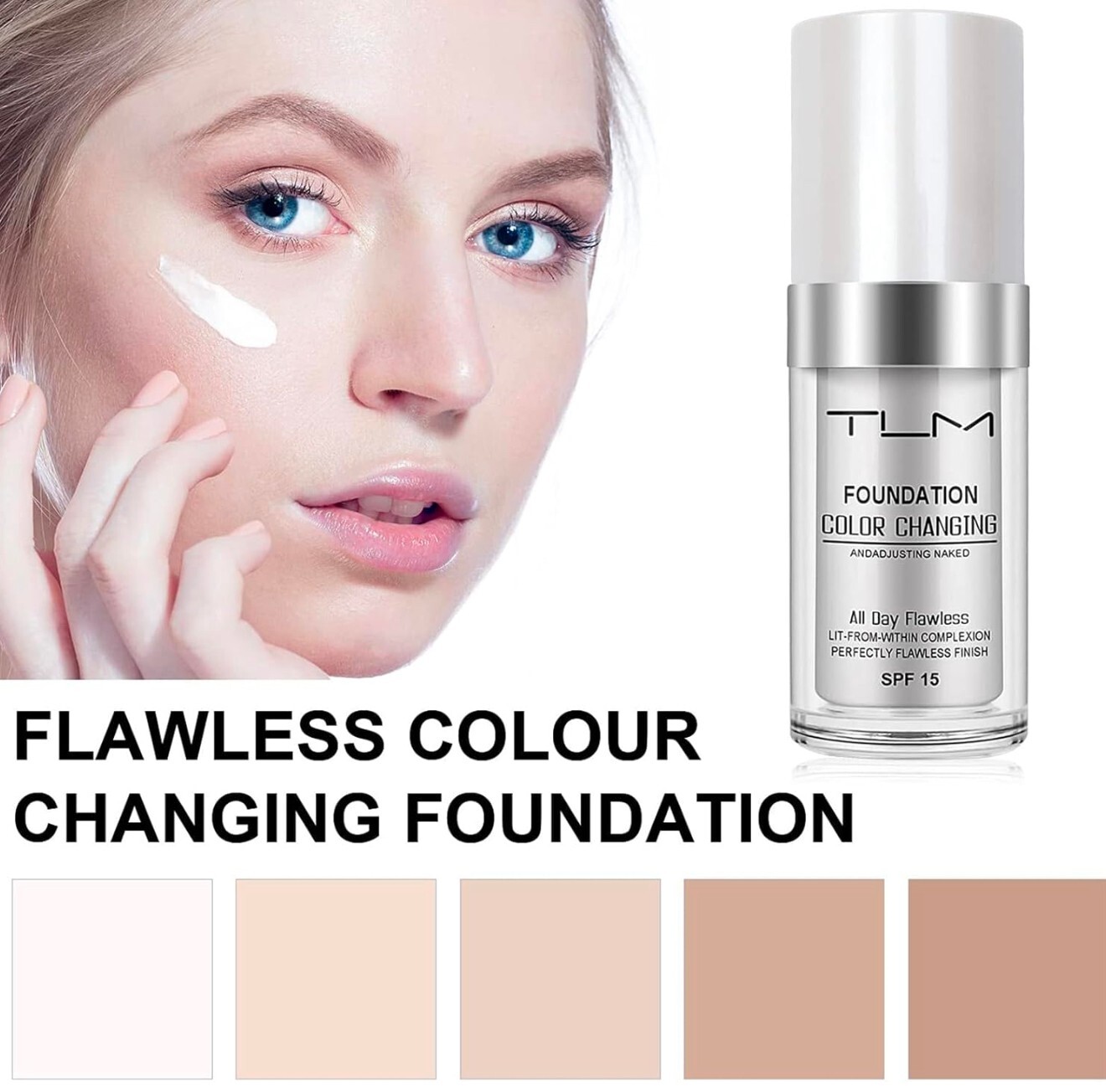 TLM Color Changing Foundation +Color Changing Blush , Liquid Base TLM Concealer