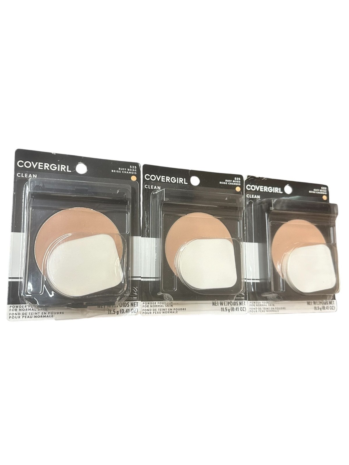Covergirl Clean Powder Foundation 525 Buff Beige 0.41oz Each (3 Pack)-New in Box
