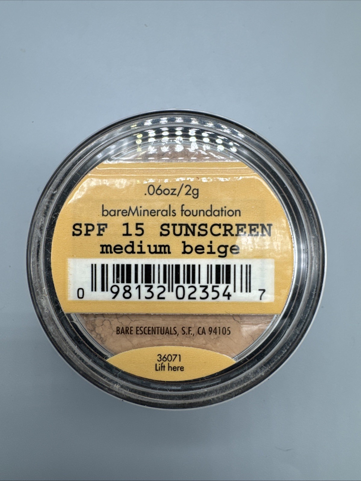 BareMinerals Foundation Medium Beige SPF 15 Sunscreen 0.06 oz / 2 g New Sealed