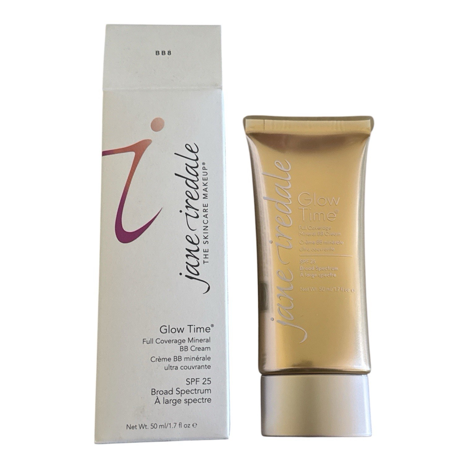 Jane Iredale Glow Time Full Coverage Mineral BB Cream BB8 New & Sealed 1.7 Fl Oz