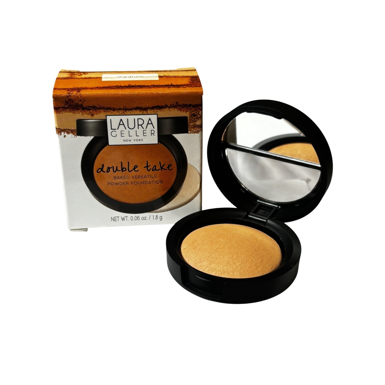 Laura Geller Double Take Baked Versatile Powder Foundation Medium 0.06oz Travel