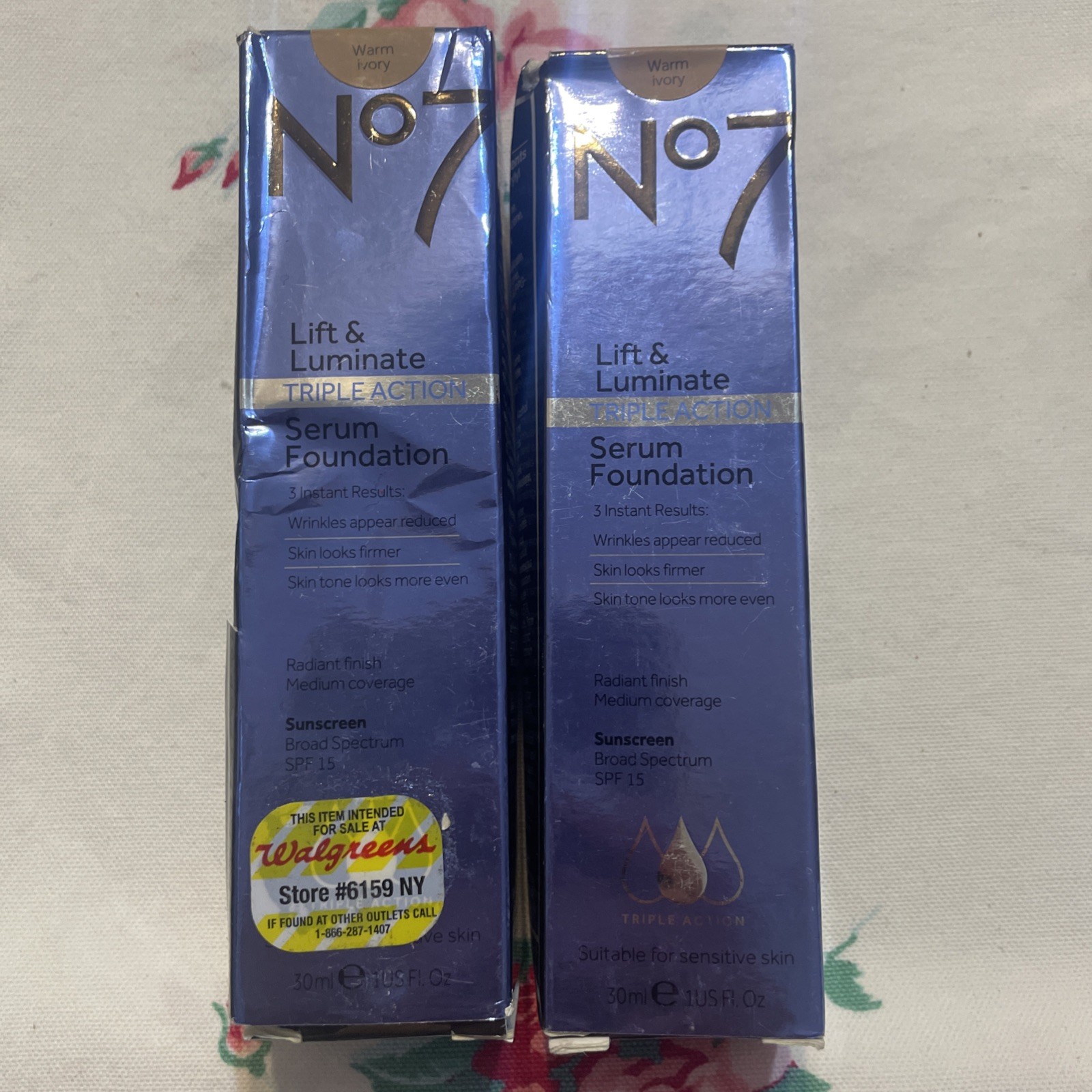 No7 Lift&Luminate WARM IVORY Triple Action Serum Foundation NOS READ SEE EXP~2