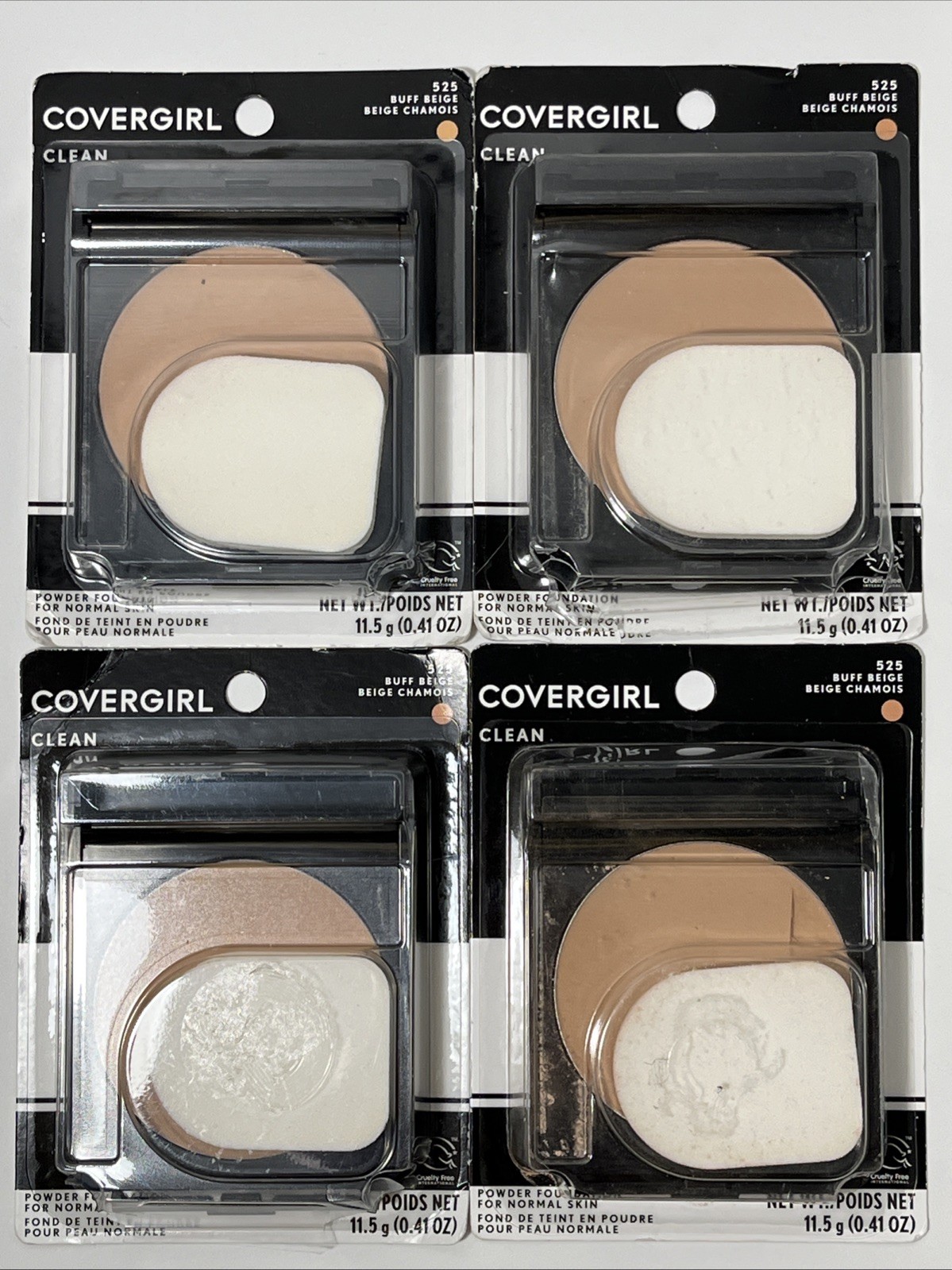 4x CoverGirl Clean Powder Foundation 525 BUFF BEIGE Package/Surface Flaws