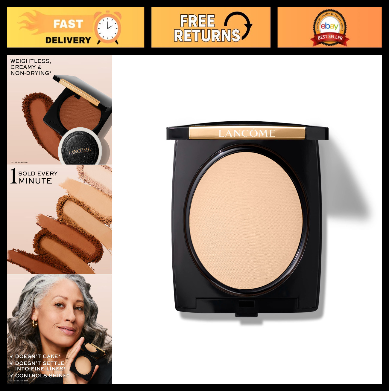 Dual Finish Powder Foundation – Natural Look, Sheer-to-Full Coverage, Longwear,