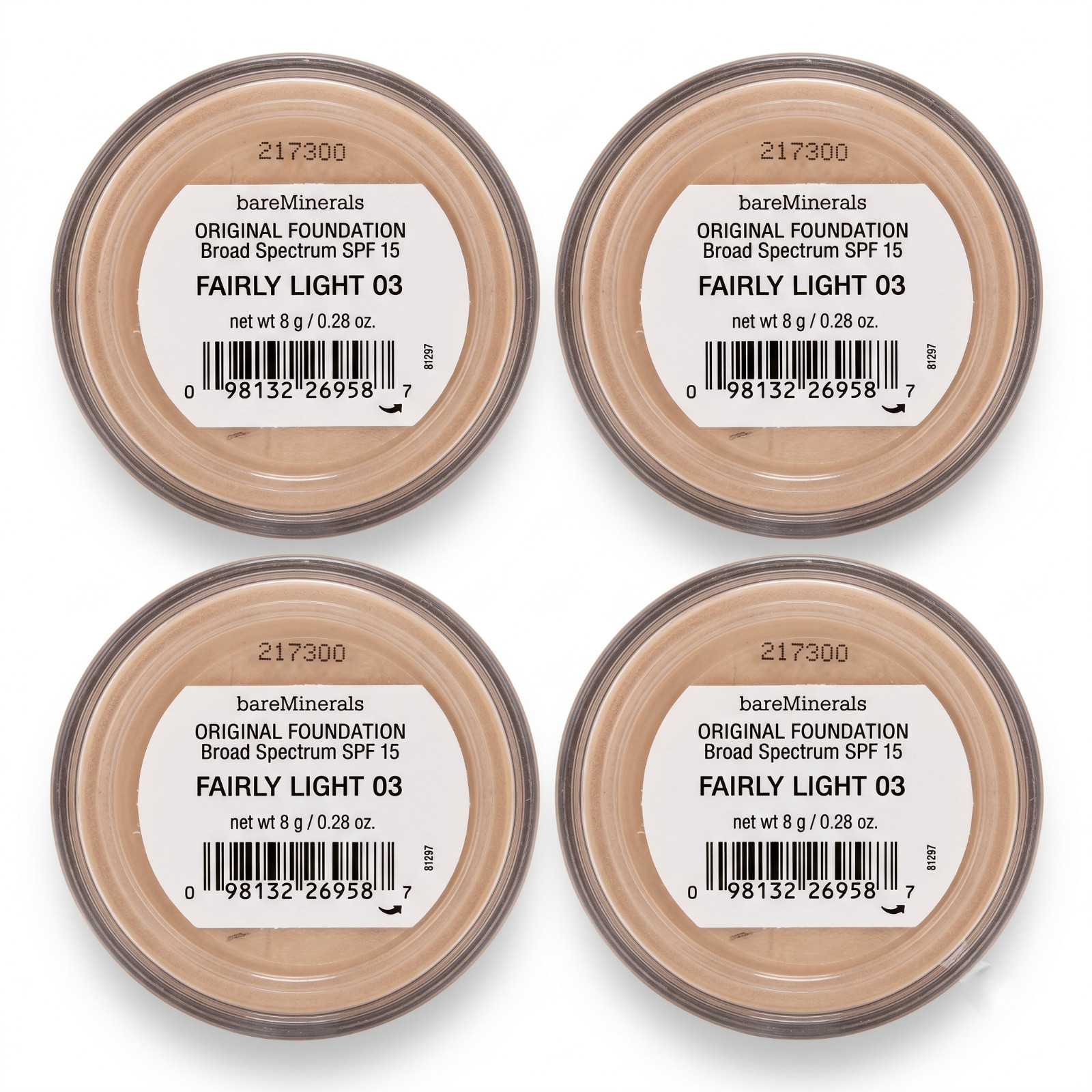 bareMinerals Original Foundation SPF 15 Fairly Light 03 | 8g / 0.28 oz Pack of 4