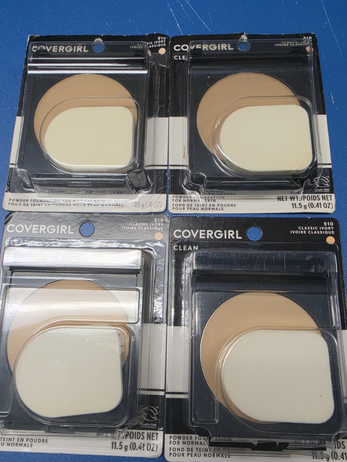 4 X Covergirl Clean Powder Foundation for Normal Skin Classic Ivory #510 READ -E