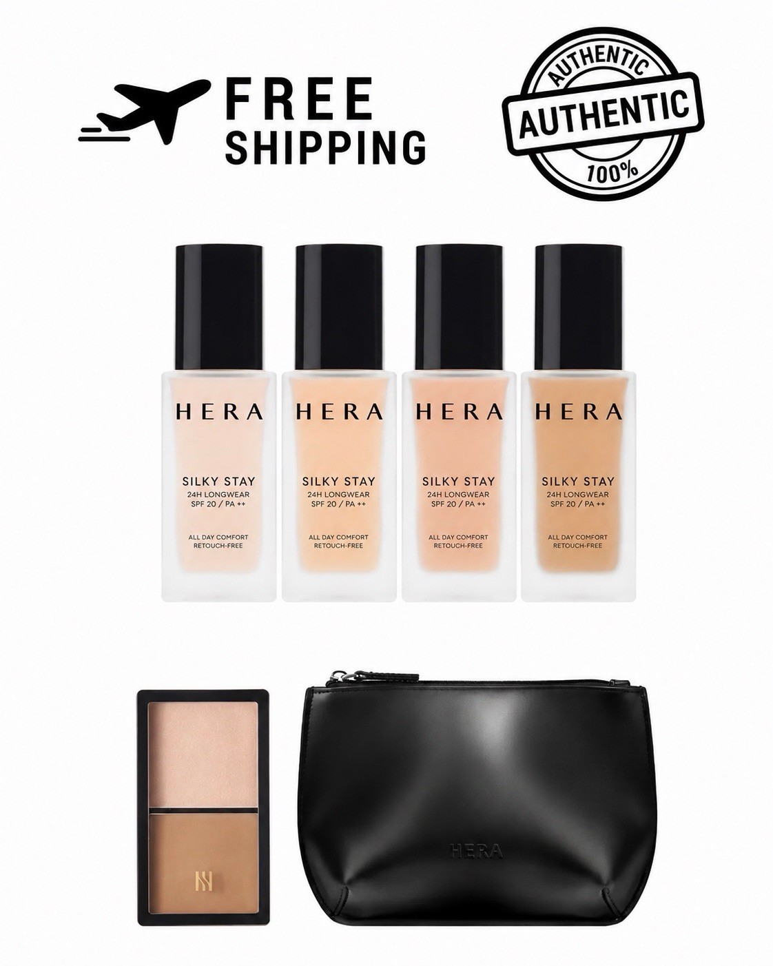 HERA Silky Stay 24H Longwear Foundation 21N1 Set Contouring Duo Pouch