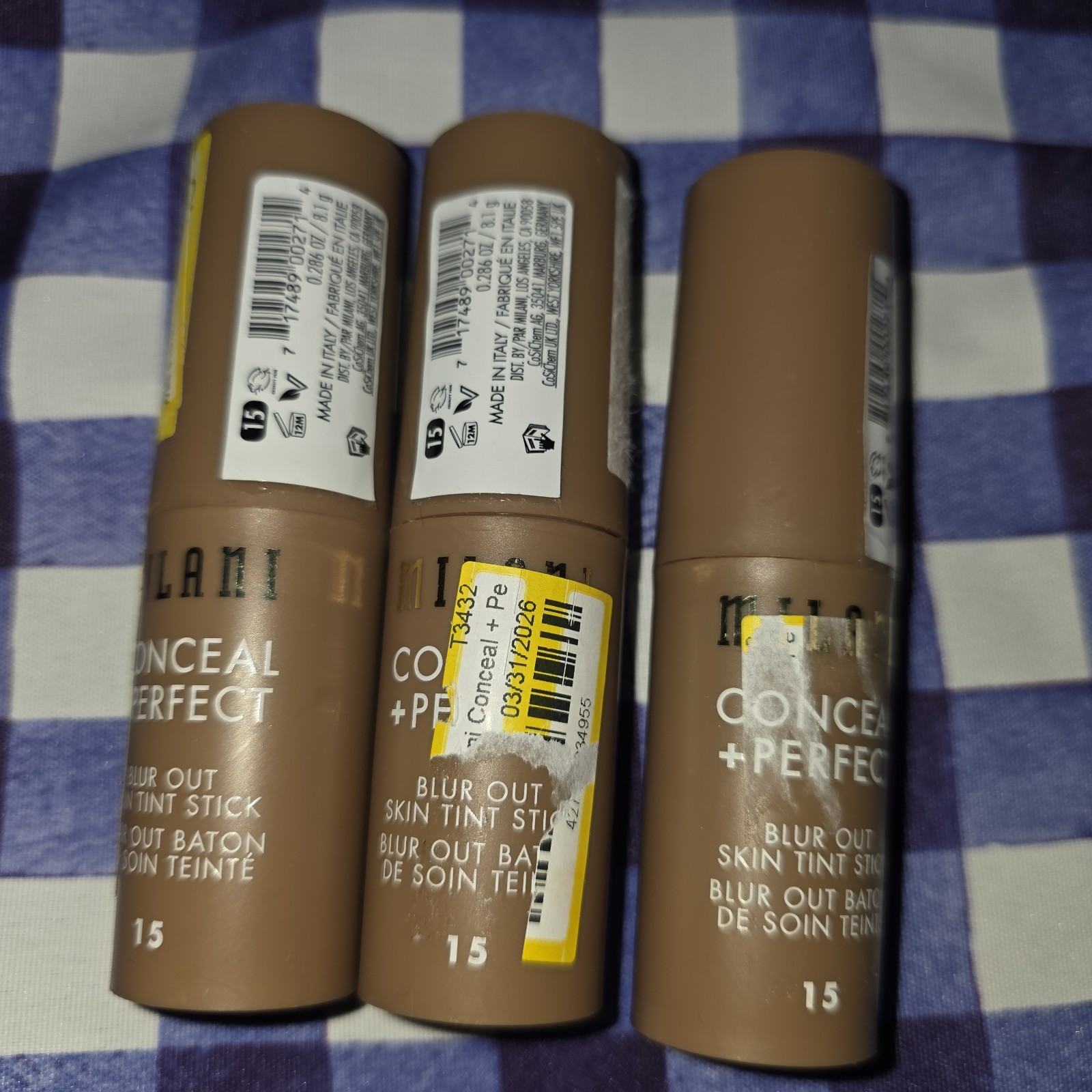 Milani Conceal + Perfect Blur Out Skin Tint Stick Shade 15 New Lot Of 3