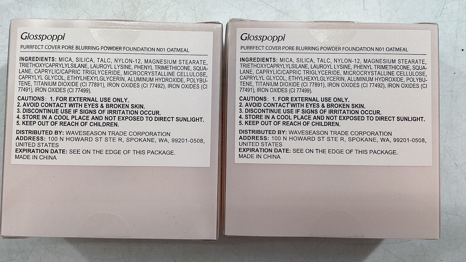 Glosspoppi Pore Blurring Purrfect Cover Powder Foundation N01 Oatmeal 2pk