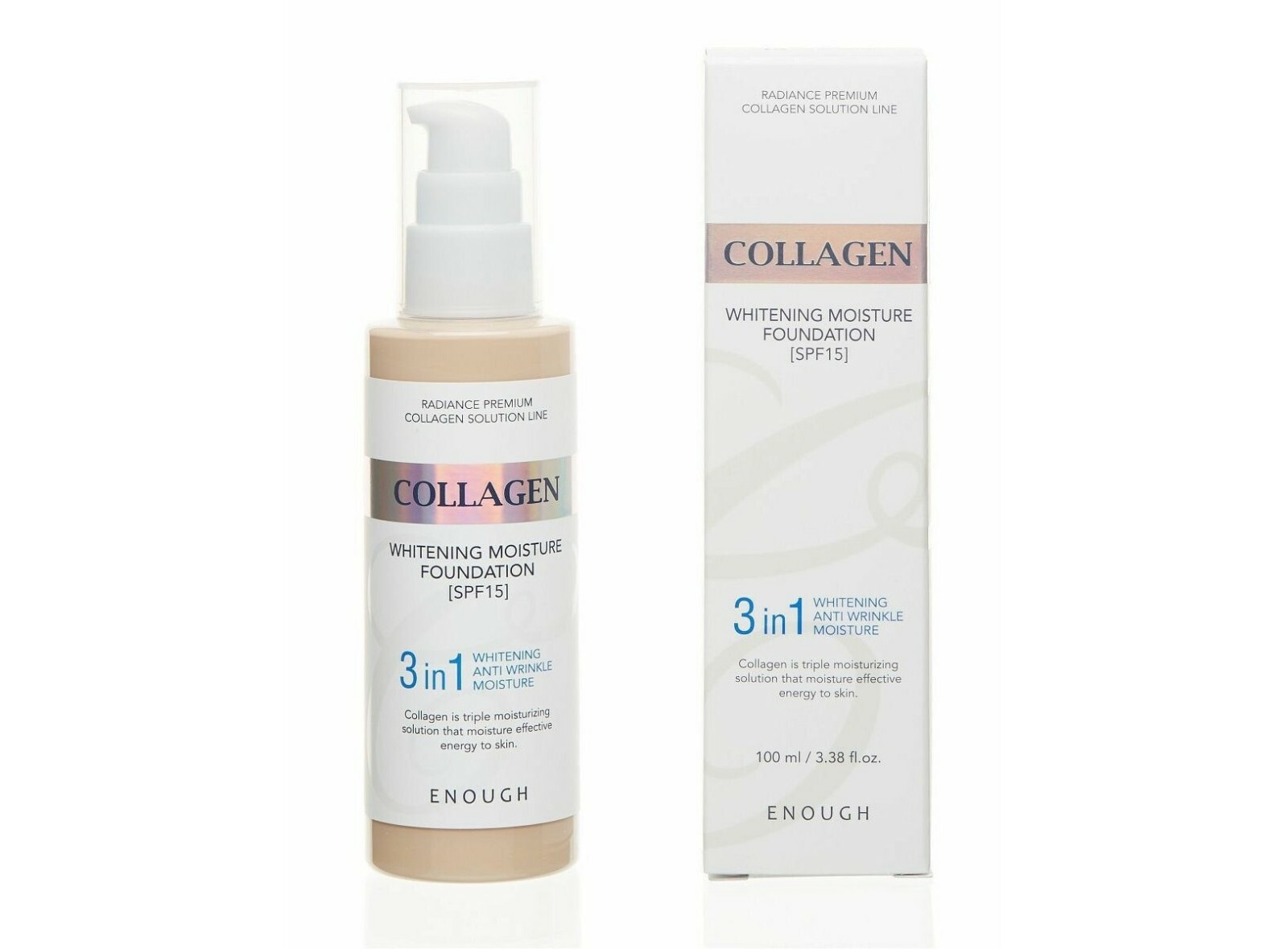 ENOUGH COLLAGEN WHITENING MOISTURE FOUNDATION SPF15, 3in1 Korean Cosmetics