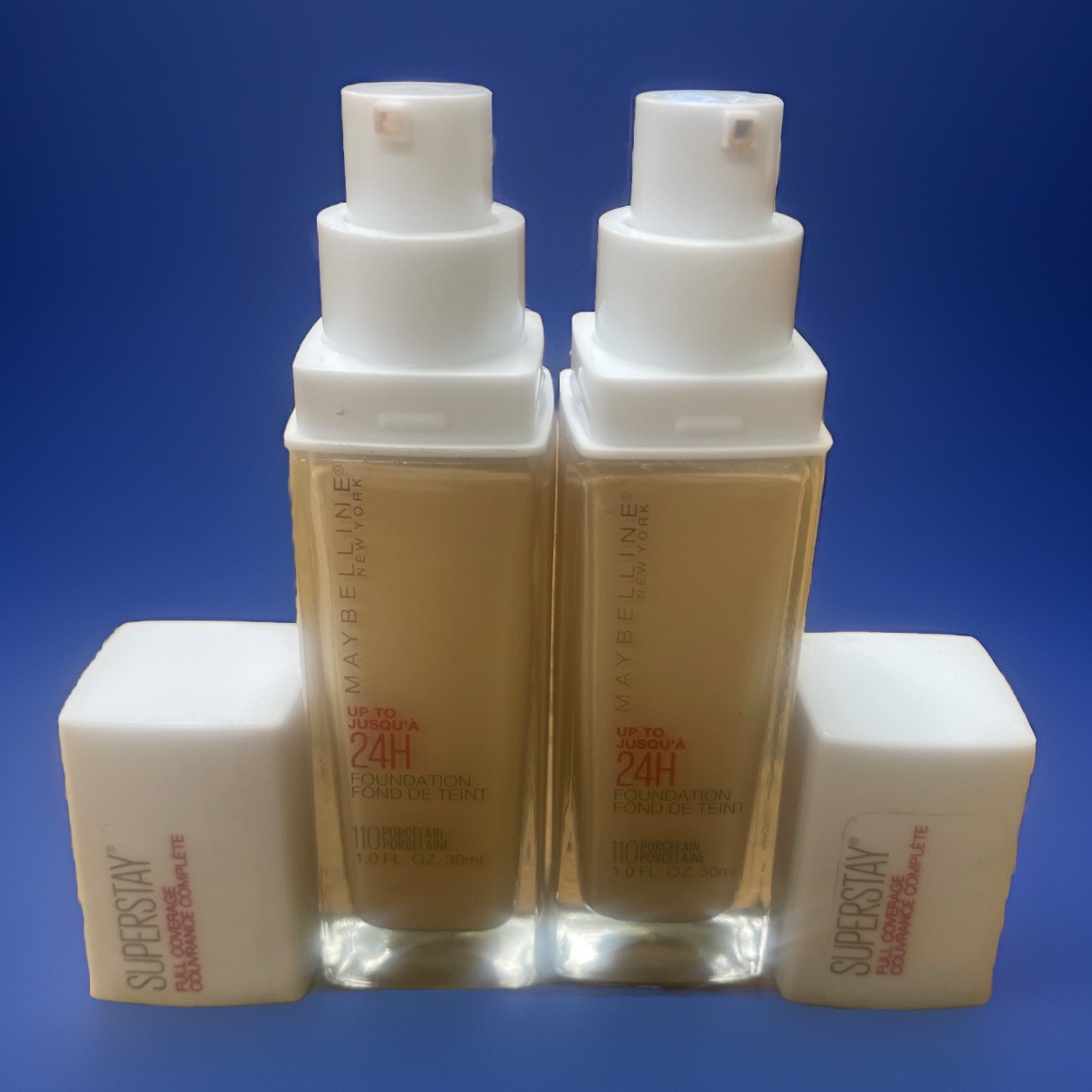Maybelline Superstay Full Coverage 24HR Foundation 110 Porcelain Lot Of 2 Read