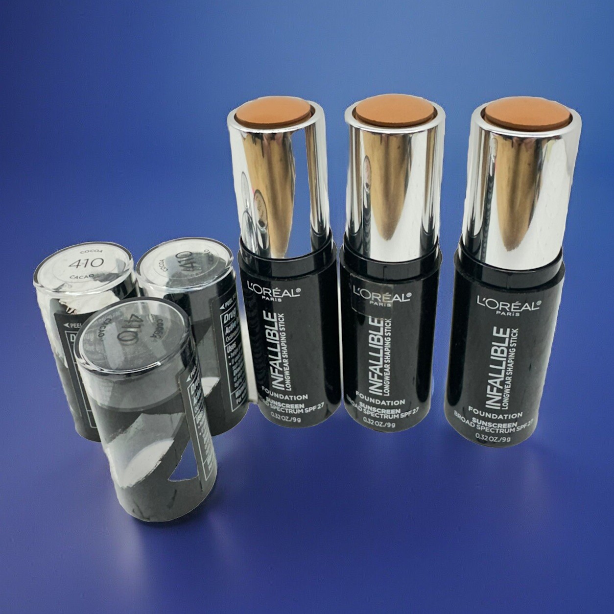 Loreal Infallible Shaping Stick Foundation 410 Cocoa Unsealed ~ 3 Pcs
