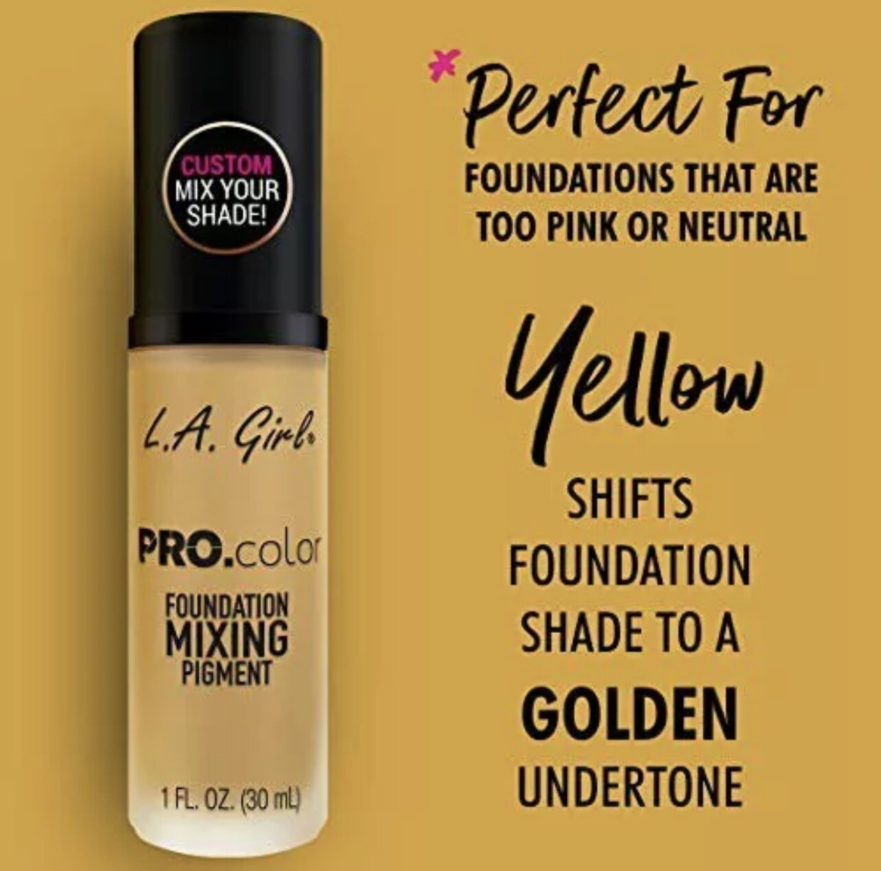 LA GIRL Pro Color Foundation High Definition Long Wear,GLM712 YELLOW, NEW/SEALED
