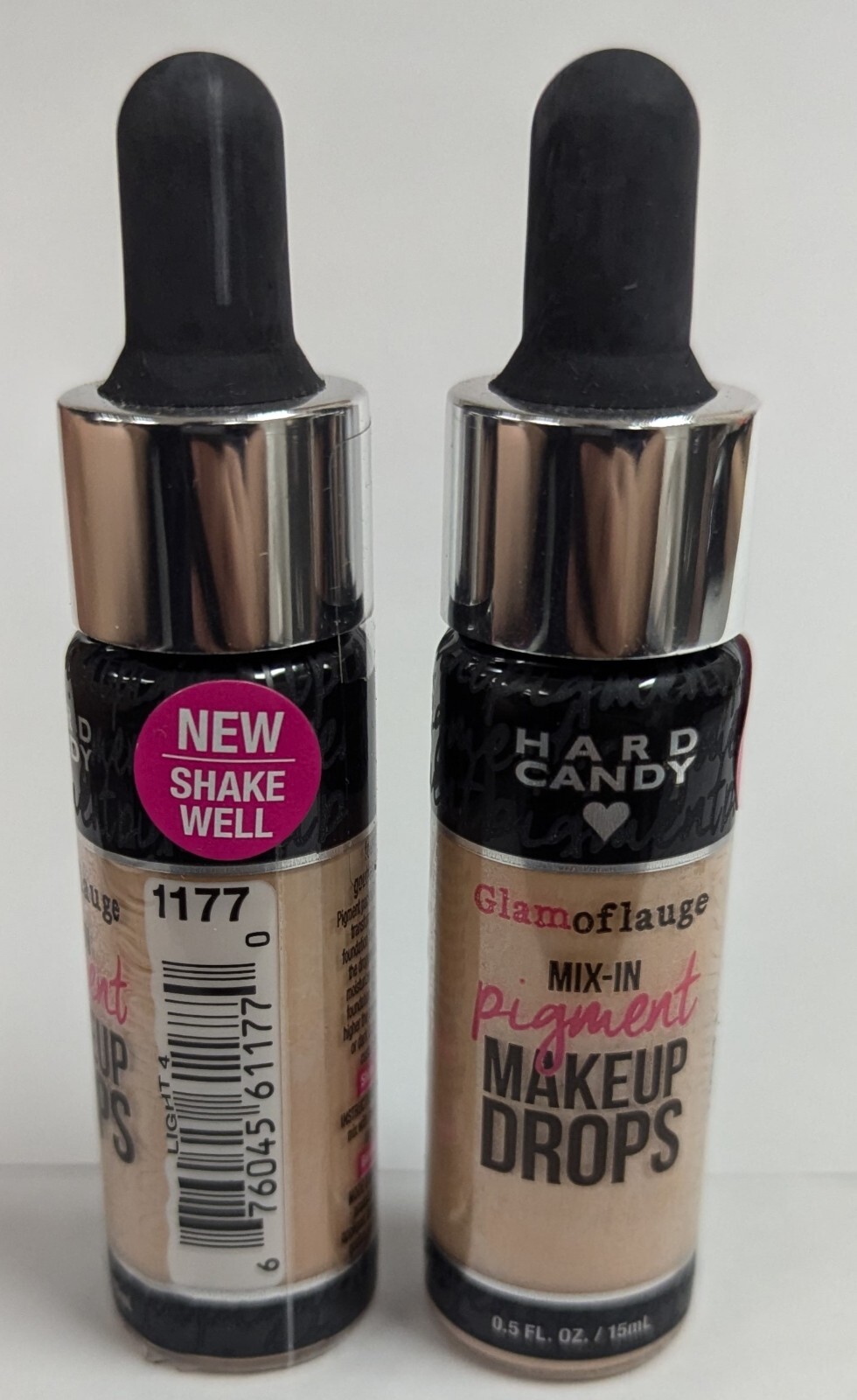 2PCS HARD CANDY GLAMOFLAUGE MIX-IN PIGMENT MAKEUP DROPS #1177 LIGHT 4 – 0.5fl oz