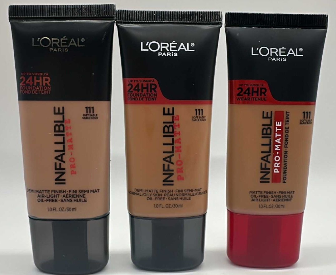 3PK L’Oreal Pro Matte Foundation ~2 Demi Matte & 1 Matte Finish ~ 111 Soft Sable