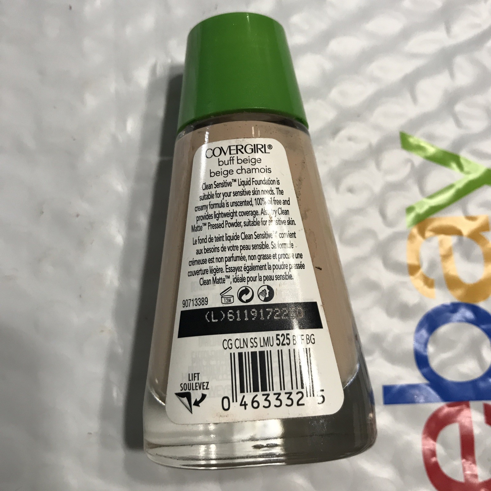 COVERGIRL Clean Sensitive Liquid MakeUp Foundation 525 BUFF BEIGE unsealed