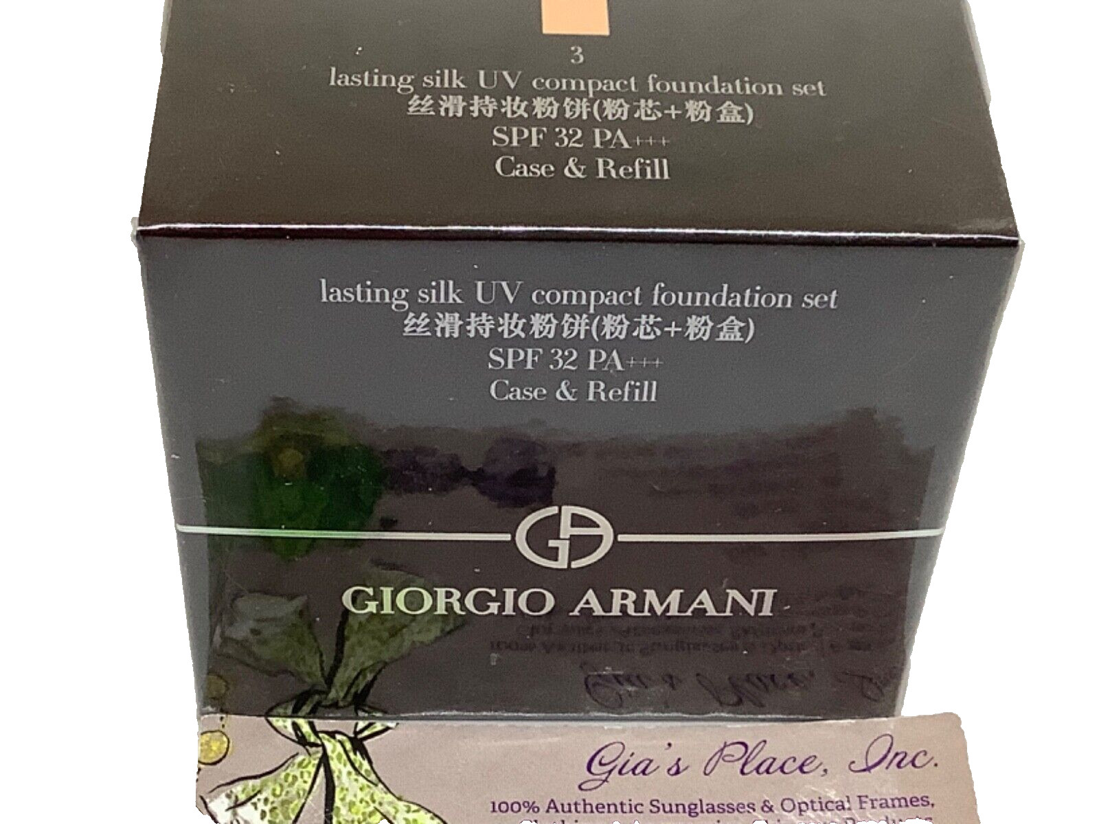 GIORGIO ARMANI LASTING SILK UV COMPACT FOUNDATION SET #3 .31oz CASE+REFILL SPF32