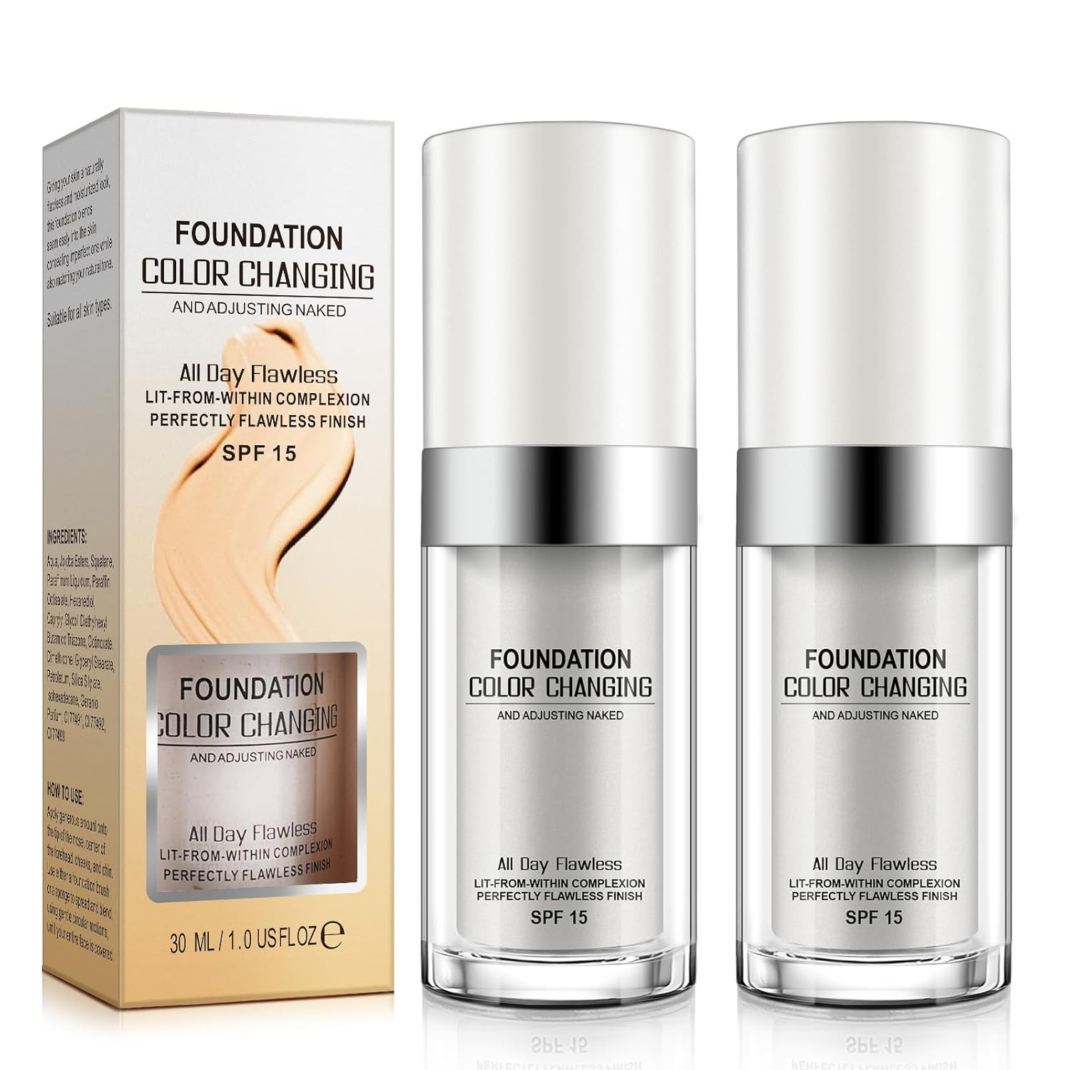 Concealer Cover Cream, Flawless Colour Changing Warm Skin Tone Foundation Makeup