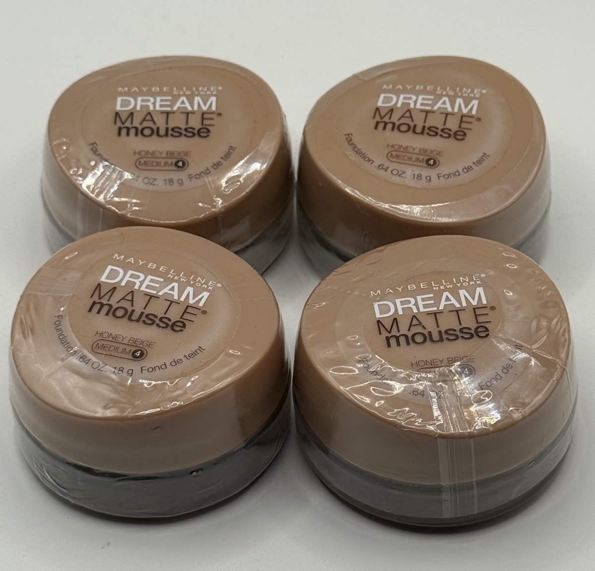 4X Maybelline Dream Matte Mousse Foundation HONEY BEIGE (Medium 4) Sealed MAKEUP