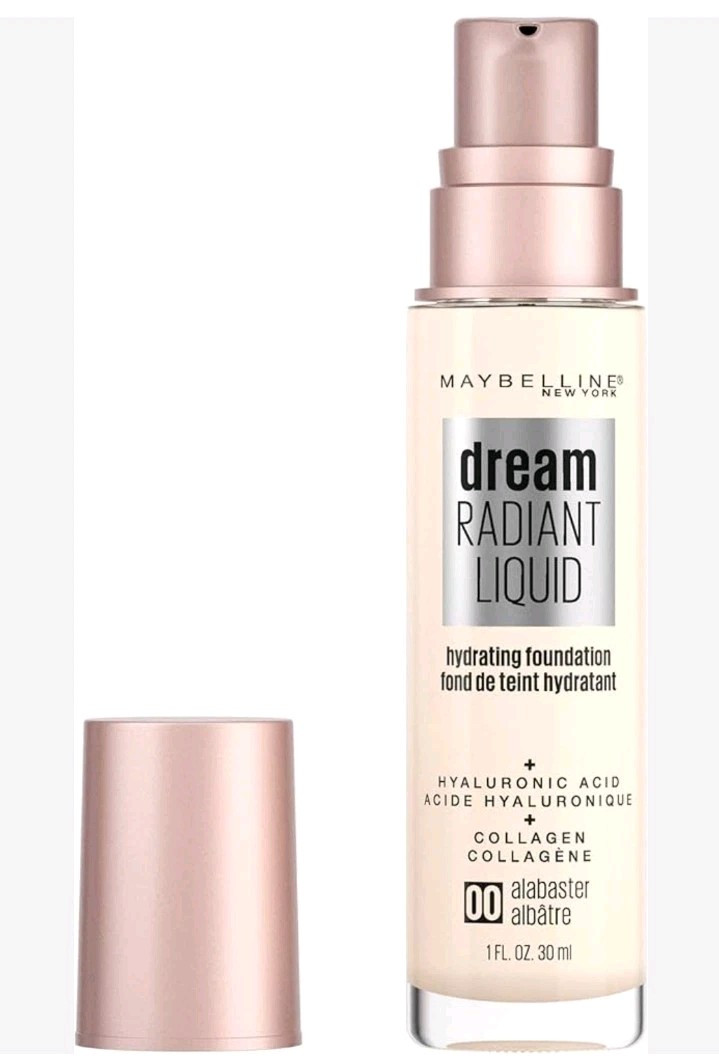 New Maybelline 00 Dream Radiant Liquid Hydrating Foundation Alabaster