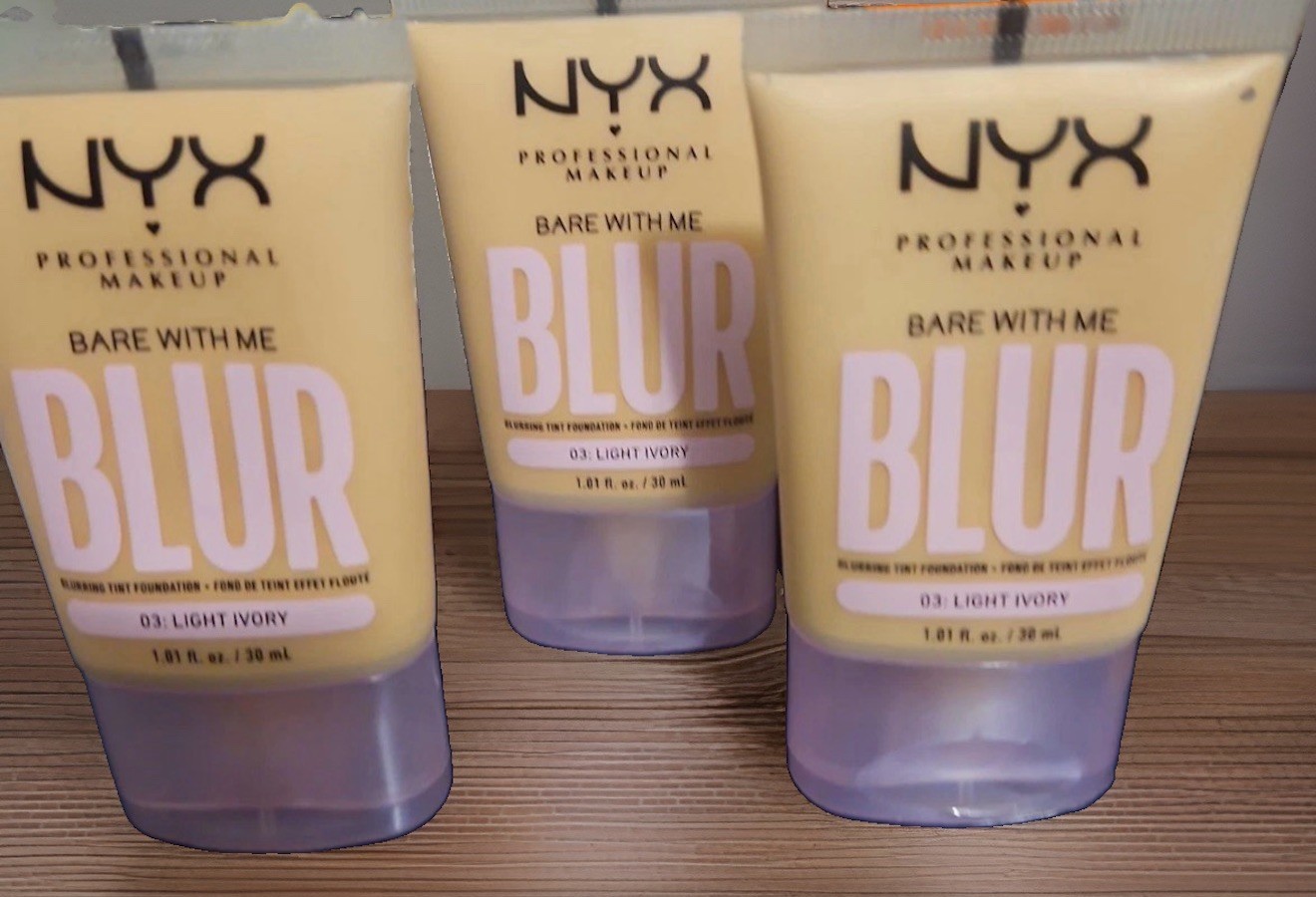 NYX PROFESSIONAL Bare With Me Blur Skin Tint Foundation Light Ivory 03 Set Of 3