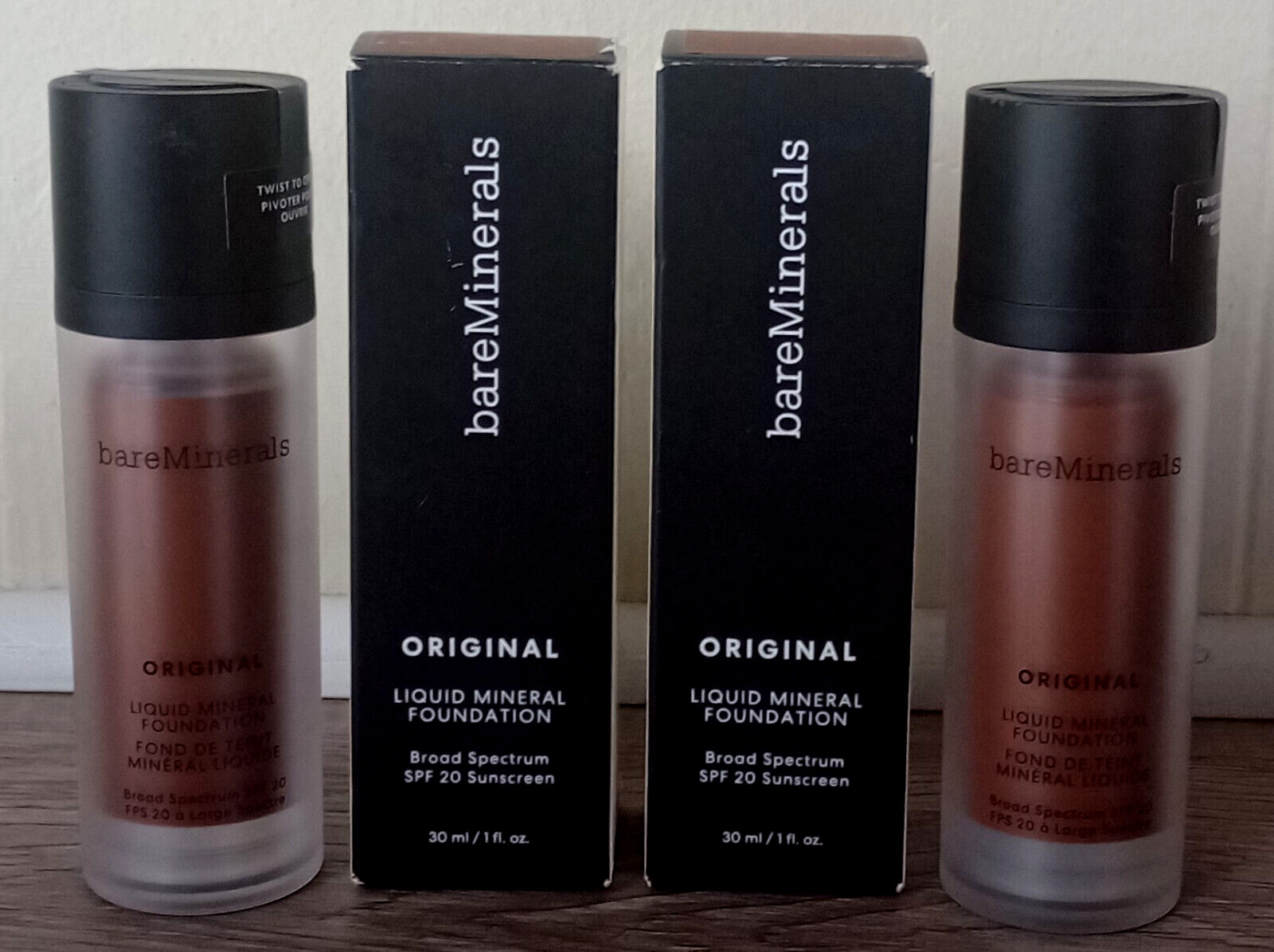 2 X BareMinerals Original Liquid Mineral Foundation w/SPF 20~Deepest Deep 30~NIB