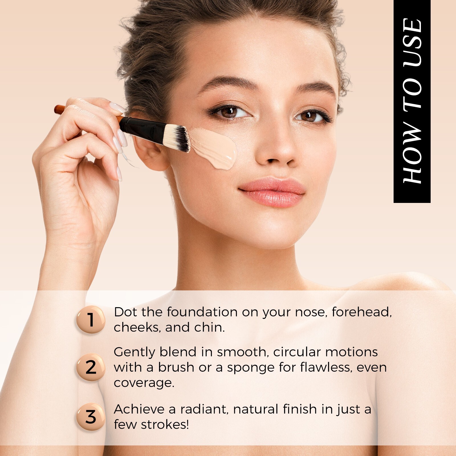 Colour Changing Foundation Liquid 4in1 Oil-free BB Cream Makeup, Nude face