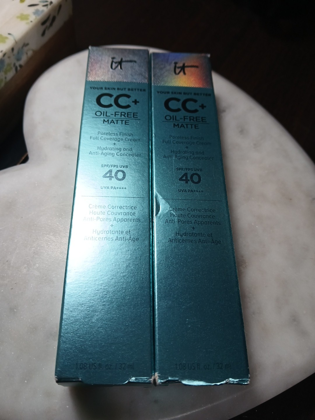 Lot of 2 IT Cosmetics CC+ Oil-Free Matte Full Coverage Cream SPF 40 – Deep