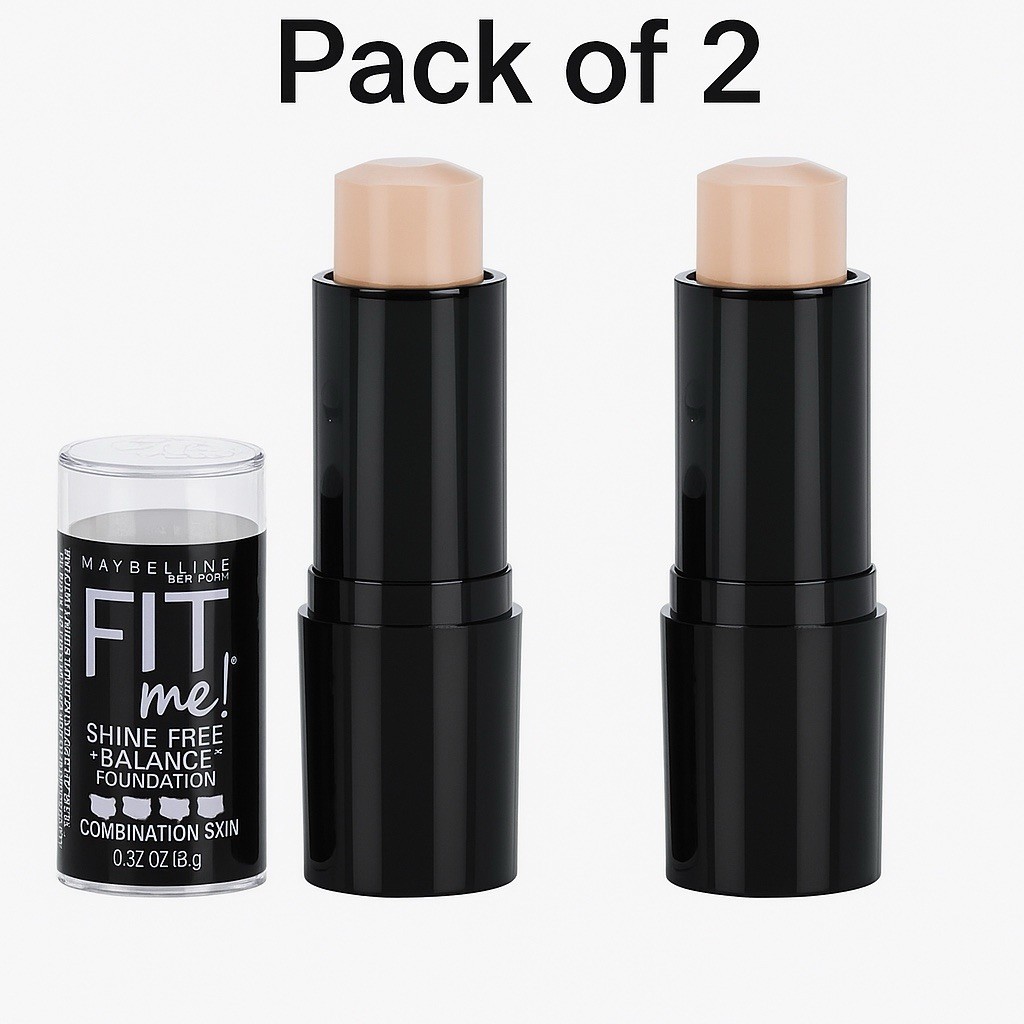 LOT OF 2 Maybelline Fit Me Shine-Free + Balance Foundation Stick #110 PORCELAIN