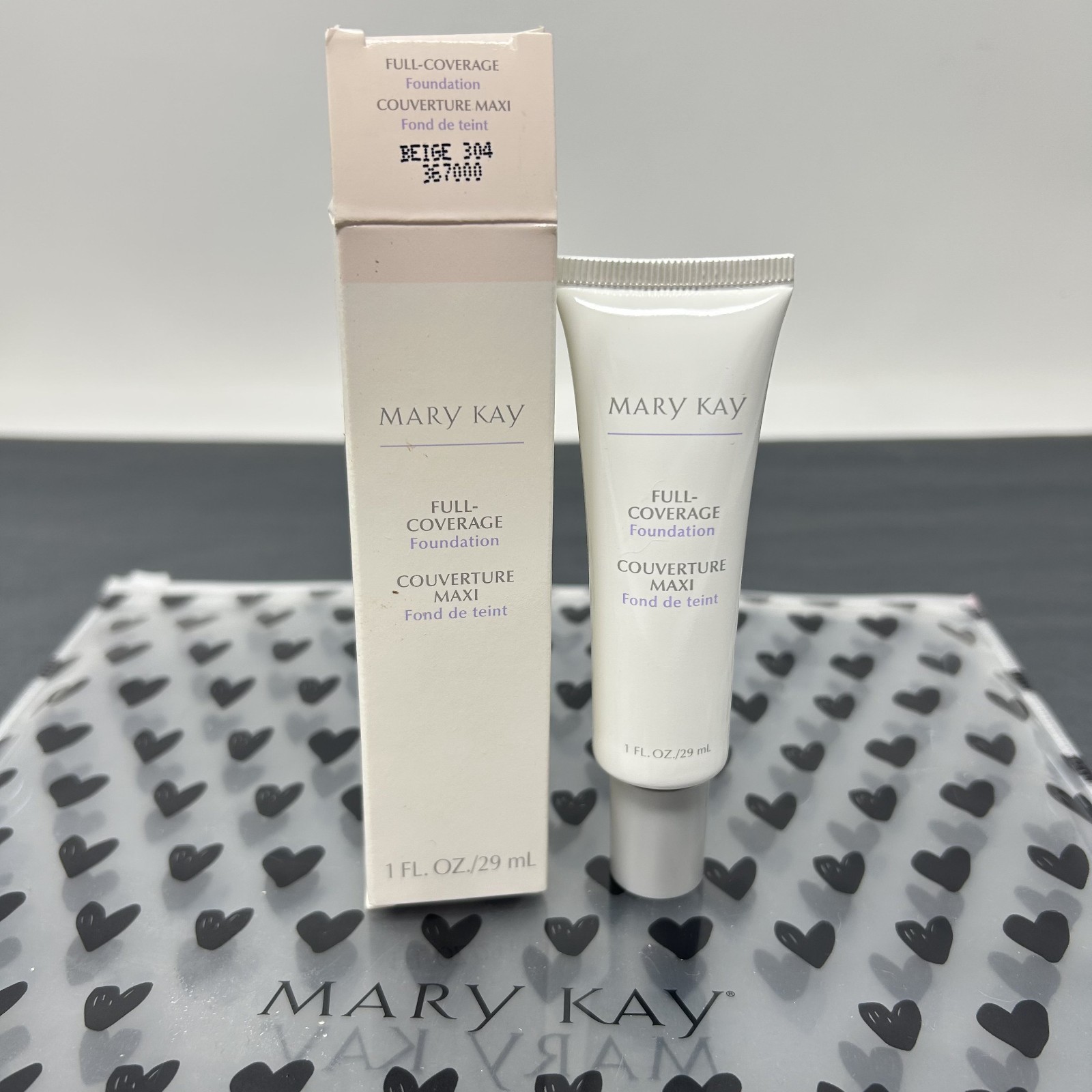 Mary Kay Full Coverage Foundation Beige 304 #367000 Normal to Dry Skin Gray Cap